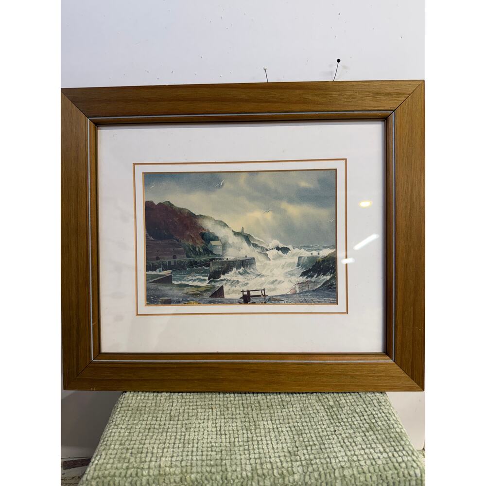 Alan Davies Coastal Harbor Print 1990 Framed Seascape Wall Art